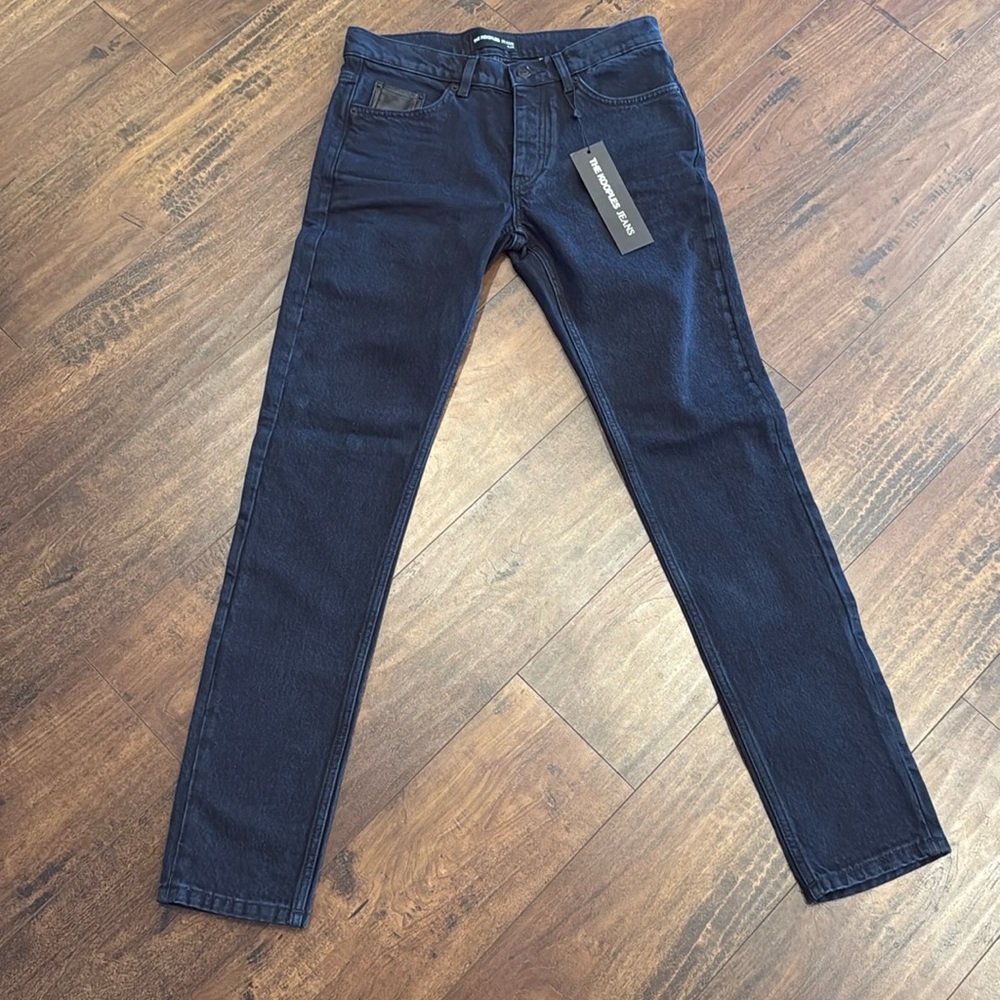 The Kooples Men’s Slim Blue Jeans with Leather Pocket Size 30x31